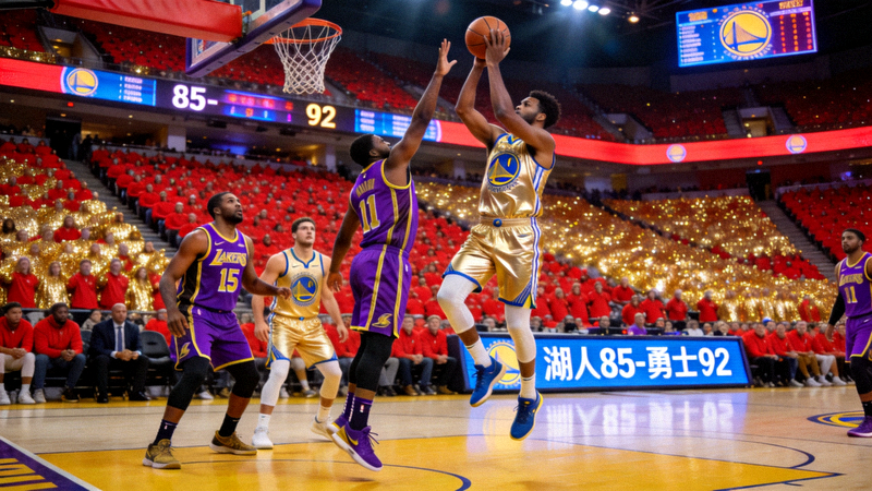 NBA季后赛直播画面 - 洛杉矶湖人队与金州勇士队篮球比赛现场